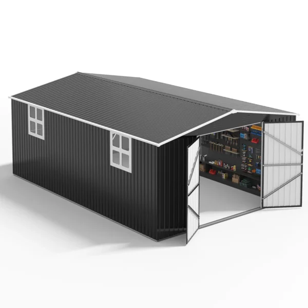 Polar Aurora Heavy-Duty Metal Outdoor Storage Shed with Ventilated Utility Design